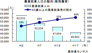農業就業人口の動向(販売農家) 農業就業人口の動向(販売農家)