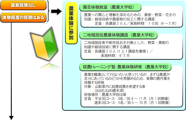 農業経験全くなし・体験程度の経験はあるが、 就農するか確定していない 農業経験全くなし・体験程度の経験はあるが、 就農するか確定していない